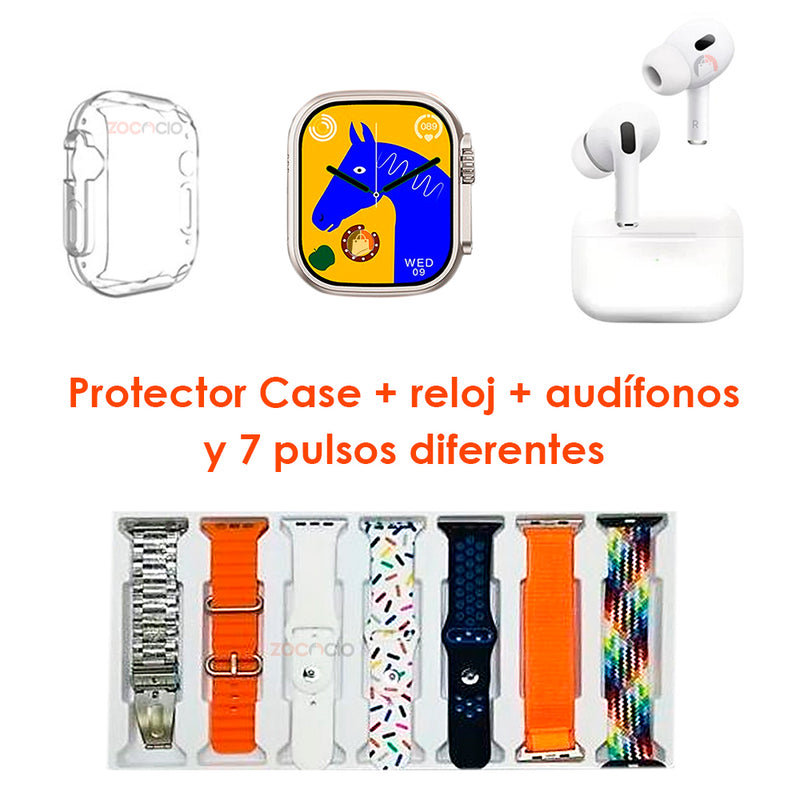 Smartwatch I20 Ultra2 Max Suit + Audífonos + 7 Pulseras Diferentes