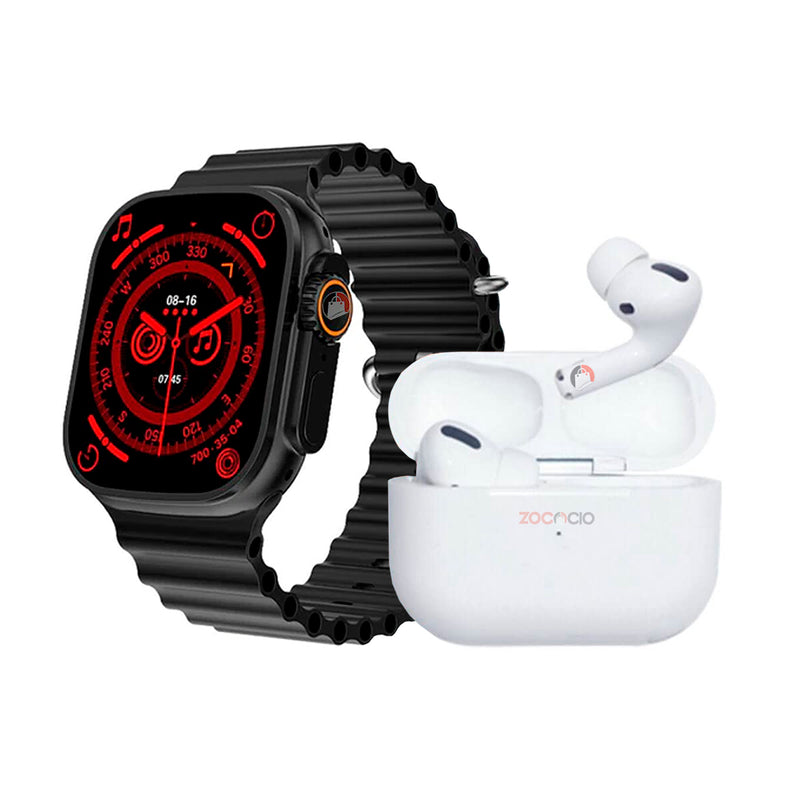 Smartwatch I20 Ultra2 Max Suit + Audífonos + 7 Pulseras Diferentes